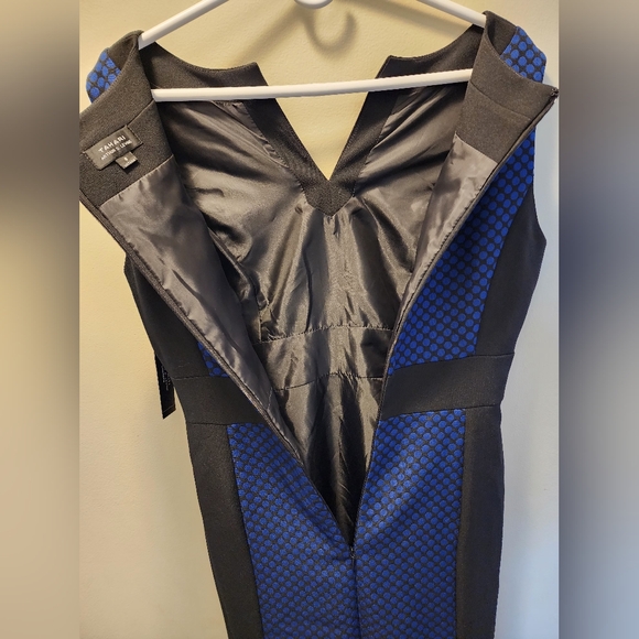 Tahari Black and Cobalt Blue Sleeveless Dress. Size 8. NWT - Picture 9 of 13
